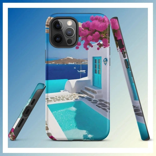 Ollieprint Greece Seaside Dream Artwork Tough Case for iPhone® 11, 12, 13, 14, 15 - Ollie Print Designs LLC