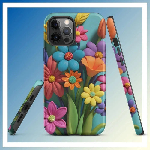 Ollie Print Clay Flower Bouquet Tough Case for iPhone® 11, 12, 13, 14, 15 - Ollie Print Designs LLC