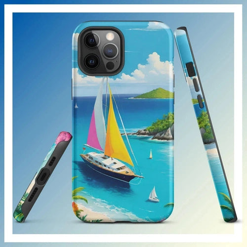 Ollieprint Sail Away to Paradise Art Tough Case for iPhone® 11, 12, 13, 14, 15 - Ollie Print Designs LLC