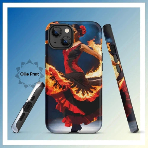 Ollieprint Fire Flamenco Dancer Art Tough Case for iPhone® 11, 12, 13, 14, 15 - Ollie Print Designs LLC