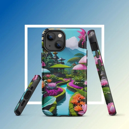 Ollieprint Asian Tea Garden Art Tough Case for iPhone® 11, 12, 13, 14, 15 - Ollie Print Designs LLC