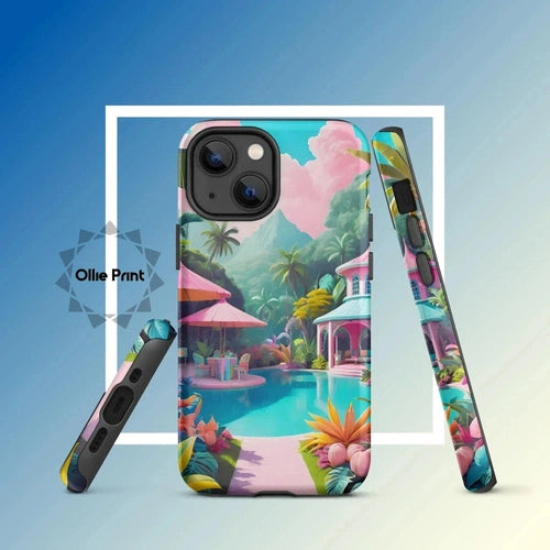 Ollieprint Pastel Pool Artwork Tough Case for iPhone® 11, 12, 13, 14, 15 - Ollie Print Designs LLC