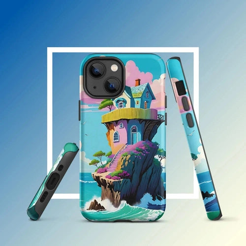 Ollieprint House on a Cliff Artwork Tough Case for iPhone® 11, 12, 13, 14, 15 - Ollie Print Designs LLC