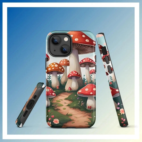 Ollieprint Mushroom Love Artwork Tough Case for iPhone® 11, 12, 13, 14, 15 - Ollie Print Designs LLC