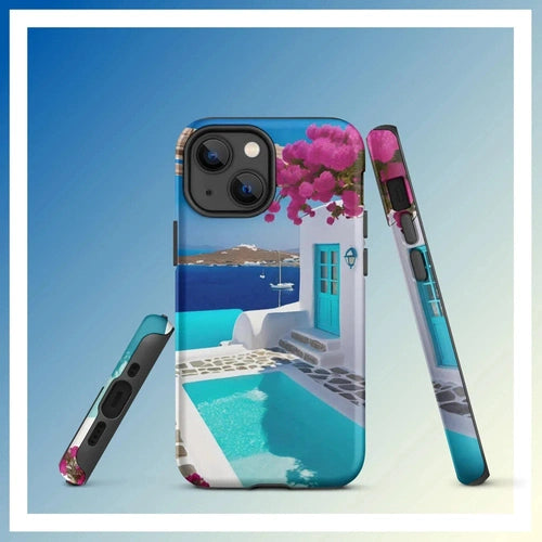 Ollieprint Greece Seaside Dream Artwork Tough Case for iPhone® 11, 12, 13, 14, 15 - Ollie Print Designs LLC