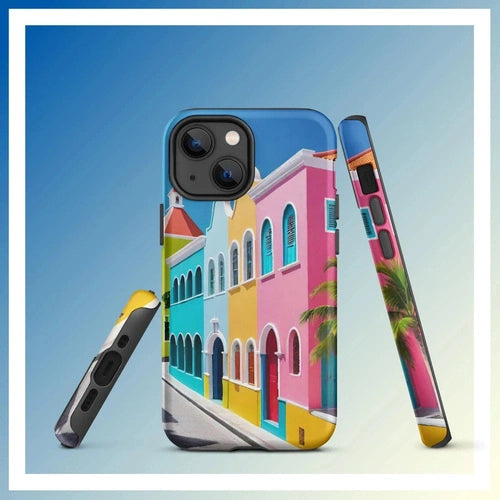 Ollieprint Dutch Caribbean City Artwork Tough Case for iPhone® 11, 12, 13, 14, 15 - Ollie Print Designs LLC