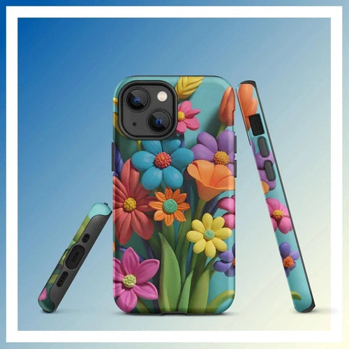 Ollie Print Clay Flower Bouquet Tough Case for iPhone® 11, 12, 13, 14, 15 - Ollie Print Designs LLC