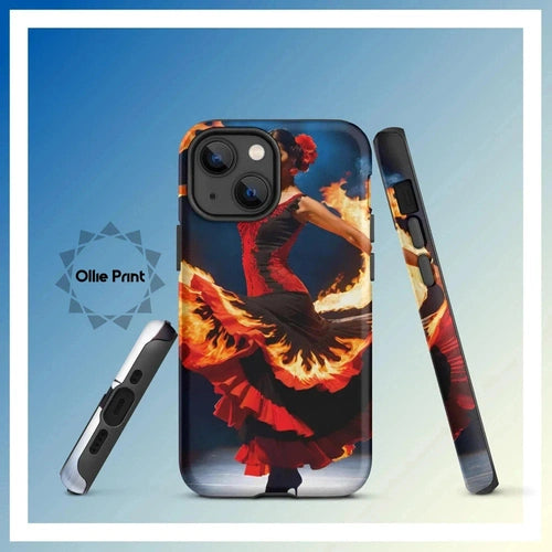 Ollieprint Fire Flamenco Dancer Art Tough Case for iPhone® 11, 12, 13, 14, 15 - Ollie Print Designs LLC