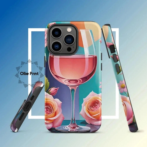 Ollieprint Rosé and Roses Tough Case for iPhone 11, 12, 13, 14, 15 - Ollie Print Designs LLC