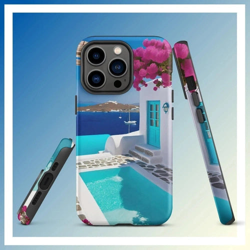 Ollieprint Greece Seaside Dream Artwork Tough Case for iPhone® 11, 12, 13, 14, 15 - Ollie Print Designs LLC