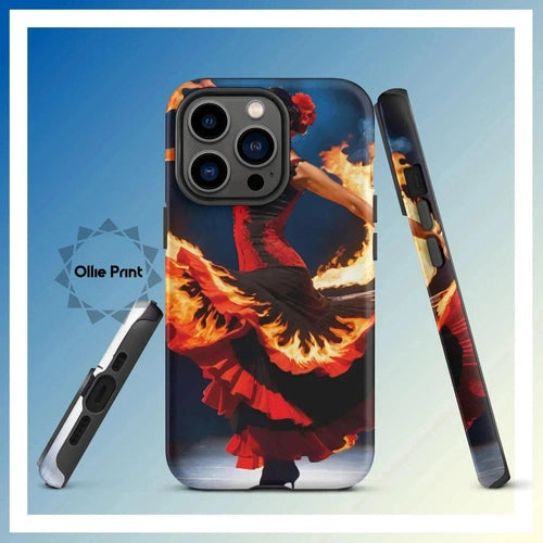 Ollieprint Fire Flamenco Dancer Art Tough Case for iPhone® 11, 12, 13, 14, 15 - Ollie Print Designs LLC