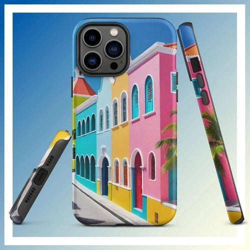 Ollieprint Dutch Caribbean City Artwork Tough Case for iPhone® 11, 12, 13, 14, 15 - Ollie Print Designs LLC