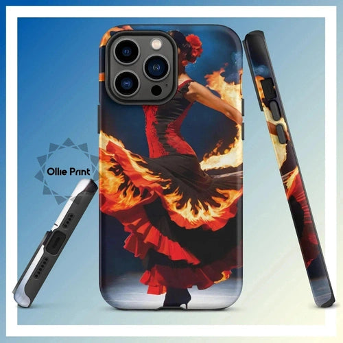 Ollieprint Fire Flamenco Dancer Art Tough Case for iPhone® 11, 12, 13, 14, 15 - Ollie Print Designs LLC