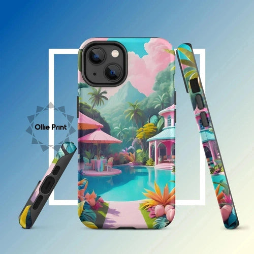 Ollieprint Pastel Pool Artwork Tough Case for iPhone® 11, 12, 13, 14, 15 - Ollie Print Designs LLC