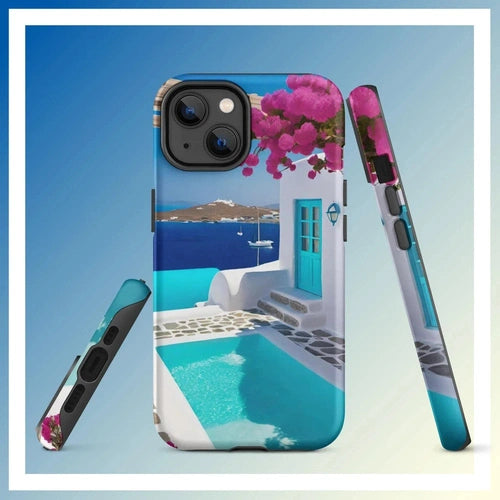 Ollieprint Greece Seaside Dream Artwork Tough Case for iPhone® 11, 12, 13, 14, 15 - Ollie Print Designs LLC