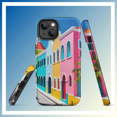 Ollieprint Dutch Caribbean City Artwork Tough Case for iPhone® 11, 12, 13, 14, 15 - Ollie Print Designs LLC