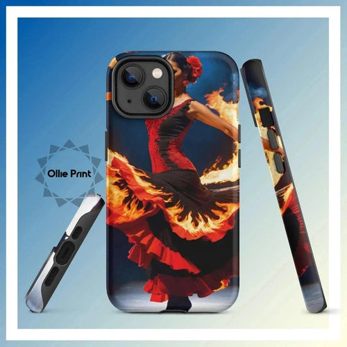 Ollieprint Fire Flamenco Dancer Art Tough Case for iPhone® 11, 12, 13, 14, 15 - Ollie Print Designs LLC