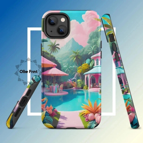 Ollieprint Pastel Pool Artwork Tough Case for iPhone® 11, 12, 13, 14, 15 - Ollie Print Designs LLC