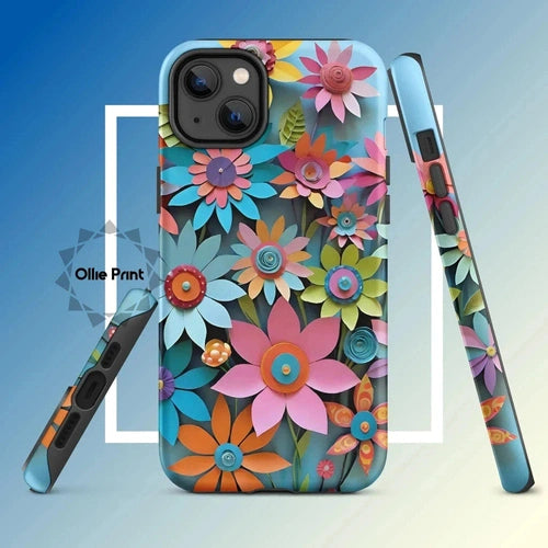 Ollieprint Paper Flowers Art Tough Case for iPhone® 11, 12, 13, 14, 15 - Ollie Print Designs LLC