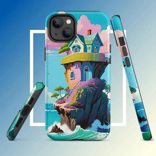 Ollieprint House on a Cliff Artwork Tough Case for iPhone® 11, 12, 13, 14, 15 - Ollie Print Designs LLC