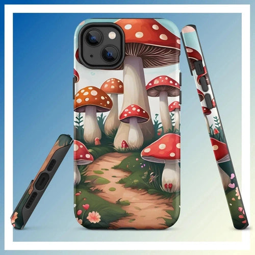 Ollieprint Mushroom Love Artwork Tough Case for iPhone® 11, 12, 13, 14, 15 - Ollie Print Designs LLC