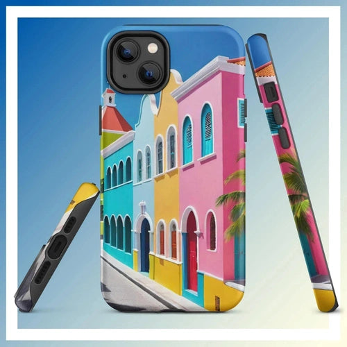 Ollieprint Dutch Caribbean City Artwork Tough Case for iPhone® 11, 12, 13, 14, 15 - Ollie Print Designs LLC