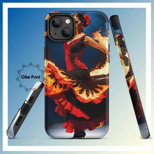 Ollieprint Fire Flamenco Dancer Art Tough Case for iPhone® 11, 12, 13, 14, 15 - Ollie Print Designs LLC