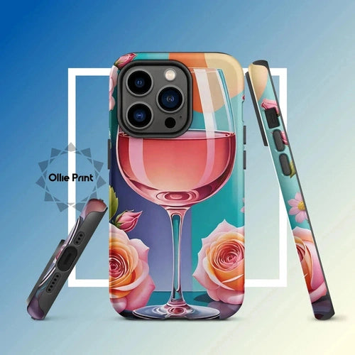 Ollieprint Rosé and Roses Tough Case for iPhone 11, 12, 13, 14, 15 - Ollie Print Designs LLC