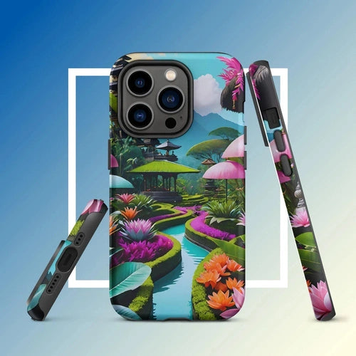 Ollieprint Asian Tea Garden Art Tough Case for iPhone® 11, 12, 13, 14, 15 - Ollie Print Designs LLC