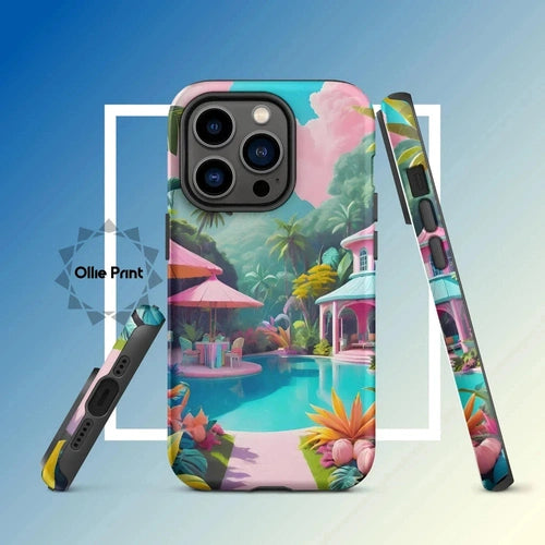 Ollieprint Pastel Pool Artwork Tough Case for iPhone® 11, 12, 13, 14, 15 - Ollie Print Designs LLC