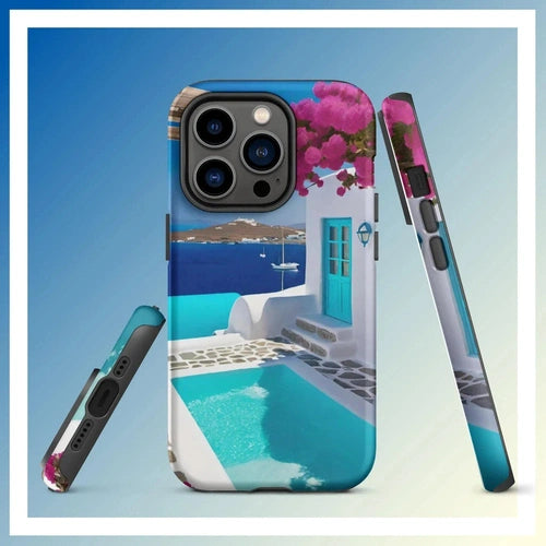 Ollieprint Greece Seaside Dream Artwork Tough Case for iPhone® 11, 12, 13, 14, 15 - Ollie Print Designs LLC