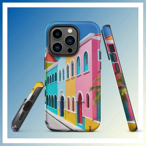 Ollieprint Dutch Caribbean City Artwork Tough Case for iPhone® 11, 12, 13, 14, 15 - Ollie Print Designs LLC