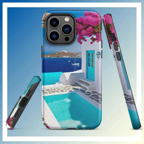 Ollieprint Greece Seaside Dream Artwork Tough Case for iPhone® 11, 12, 13, 14, 15