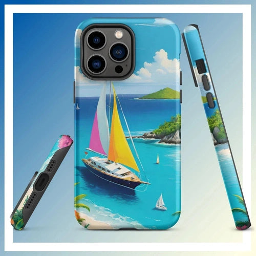 Ollieprint Sail Away to Paradise Art Tough Case for iPhone® 11, 12, 13, 14, 15