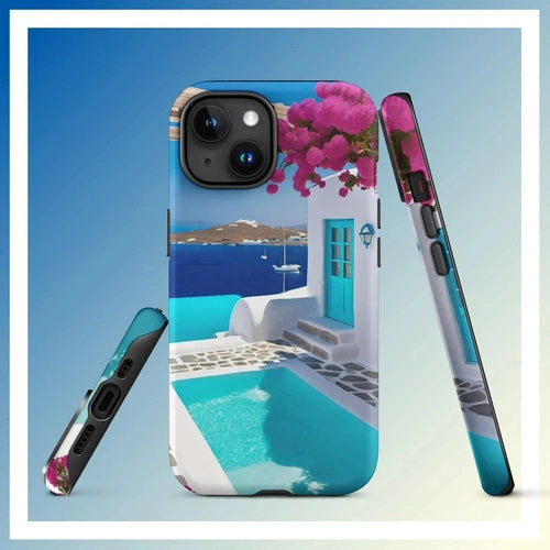 Ollieprint Greece Seaside Dream Artwork Tough Case for iPhone® 11, 12, 13, 14, 15