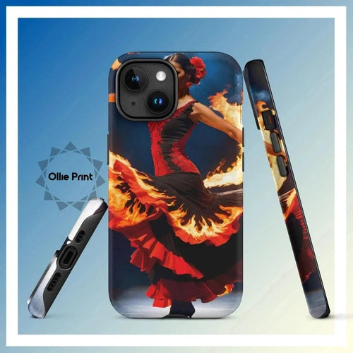 Ollieprint Fire Flamenco Dancer Art Tough Case for iPhone® 11, 12, 13, 14, 15