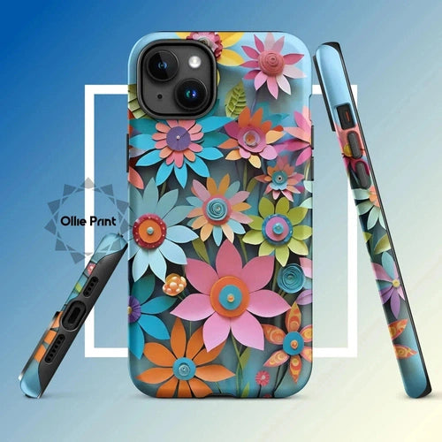 Ollieprint Paper Flowers Art Tough Case for iPhone® 11, 12, 13, 14, 15