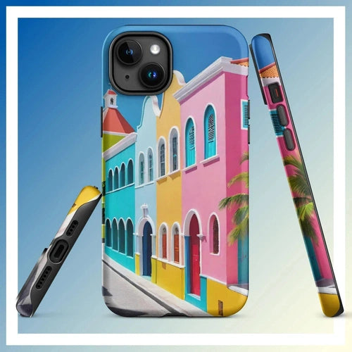 Ollieprint Dutch Caribbean City Artwork Tough Case for iPhone® 11, 12, 13, 14, 15