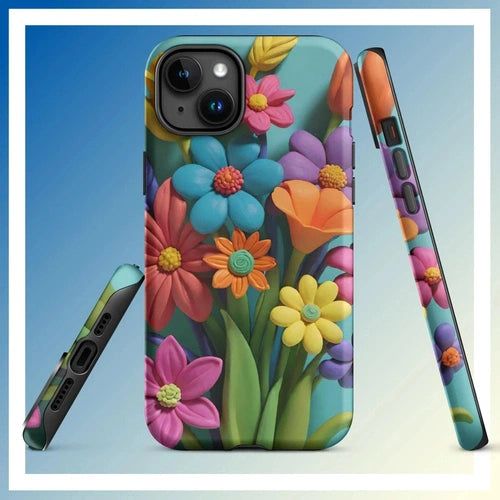 Ollie Print Clay Flower Bouquet Tough Case for iPhone® 11, 12, 13, 14, 15