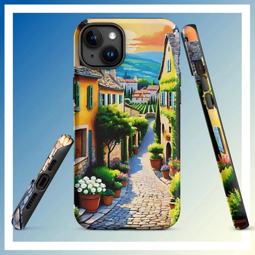 Ollieprint French Country Village Artwork Tough Case for iPhone® 11, 12, 13, 14, 15