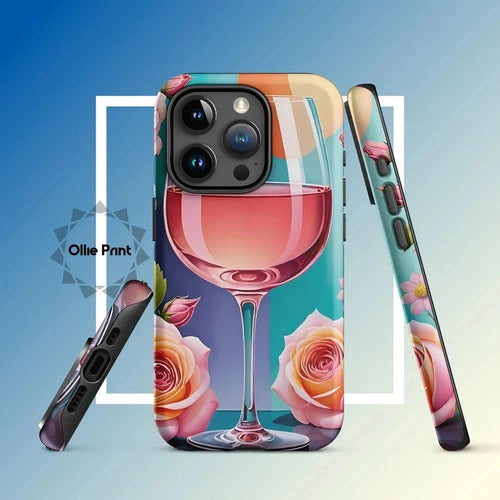 Ollieprint Rosé and Roses Tough Case for iPhone 11, 12, 13, 14, 15 - Ollie Print Designs LLC