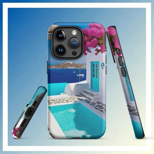 Ollieprint Greece Seaside Dream Artwork Tough Case for iPhone® 11, 12, 13, 14, 15