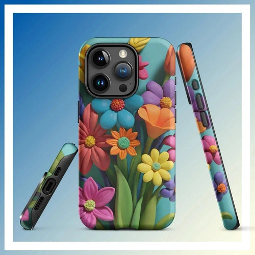 Ollie Print Clay Flower Bouquet Tough Case for iPhone® 11, 12, 13, 14, 15