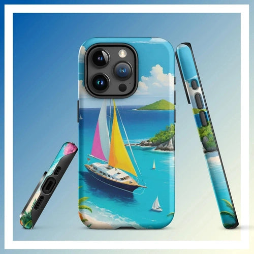 Ollieprint Sail Away to Paradise Art Tough Case for iPhone® 11, 12, 13, 14, 15