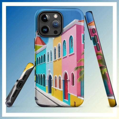 Ollieprint Dutch Caribbean City Artwork Tough Case for iPhone® 11, 12, 13, 14, 15