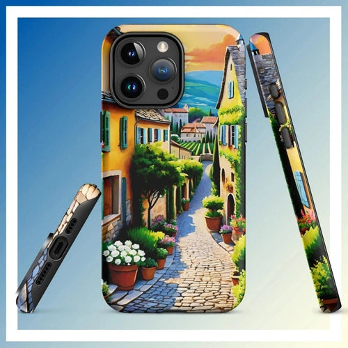 Ollieprint French Country Village Artwork Tough Case for iPhone® 11, 12, 13, 14, 15