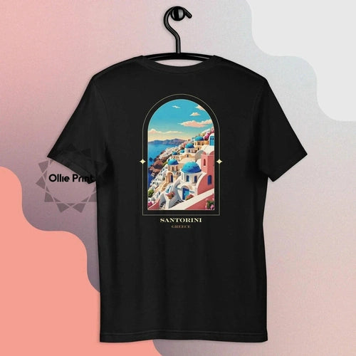 Wanderers World Traveler Tee - Santorini, Greece - Ollie Print Designs LLC