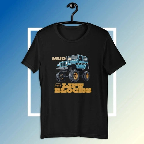 Mud Rocks and Lift Blocks Lifted Offroad Truck Tee t-shirt - Ollie Print Designs LLC