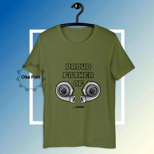 Mens Proud Father of Twin Turbos Boosted T-Shirt - Ollie Print Designs LLC