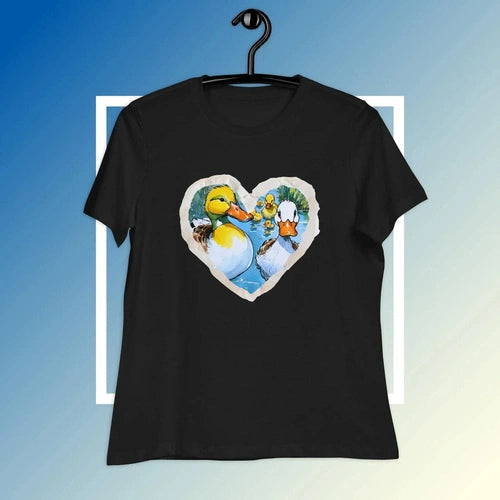 Quack Up Your Style: Women's Relaxed Duck Love Paper Frame Tee - Ollie Print Designs LLC